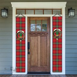ScotsTee Shop Scottish Seton Modern Tartan Front Porch Sign Set, Hanging Banner Set