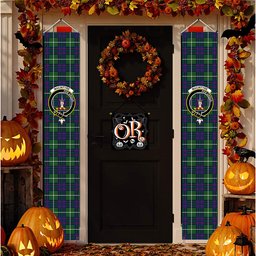 ScotsTee Shop Scottish MacIntyre Hunting Modern Tartan Front Porch Sign Set, Hanging Banner Set