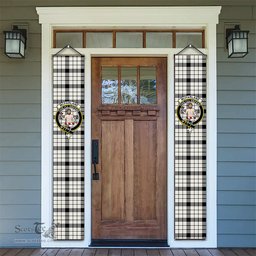 ScotsTee Shop Scottish McFarlane Black White Modern Tartan Front Porch Sign Set, Hanging Banner Set