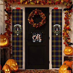 ScotsTee Shop Scottish MacLellan Modern SC Tartan Front Porch Sign Set, Hanging Banner Set