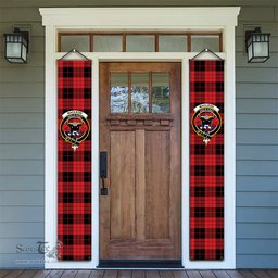 ScotsTee Shop Scottish MacLeod Black and Red Modern Tartan Front Porch Sign Set, Hanging Banner Set