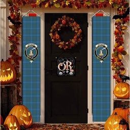 ScotsTee Shop Scottish Matheson Hunting Ancient Tartan Front Porch Sign Set, Hanging Banner Set