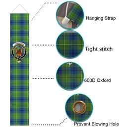ScotsTee Shop Scottish Johnston Ancient Tartan Front Porch Sign Set, Hanging Banner Set