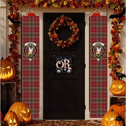 ScotsTee Shop Scottish Lindsay Weathered Tartan Front Porch Sign Set, Hanging Banner Set