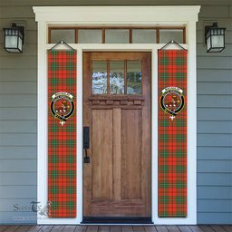 ScotsTee Shop Scottish MacAulay Ancient Tartan Front Porch Sign Set, Hanging Banner Set