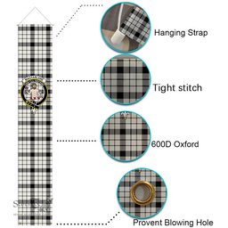 ScotsTee Shop Scottish MacFarlane Black White Modern Tartan Front Porch Sign Set, Hanging Banner Set