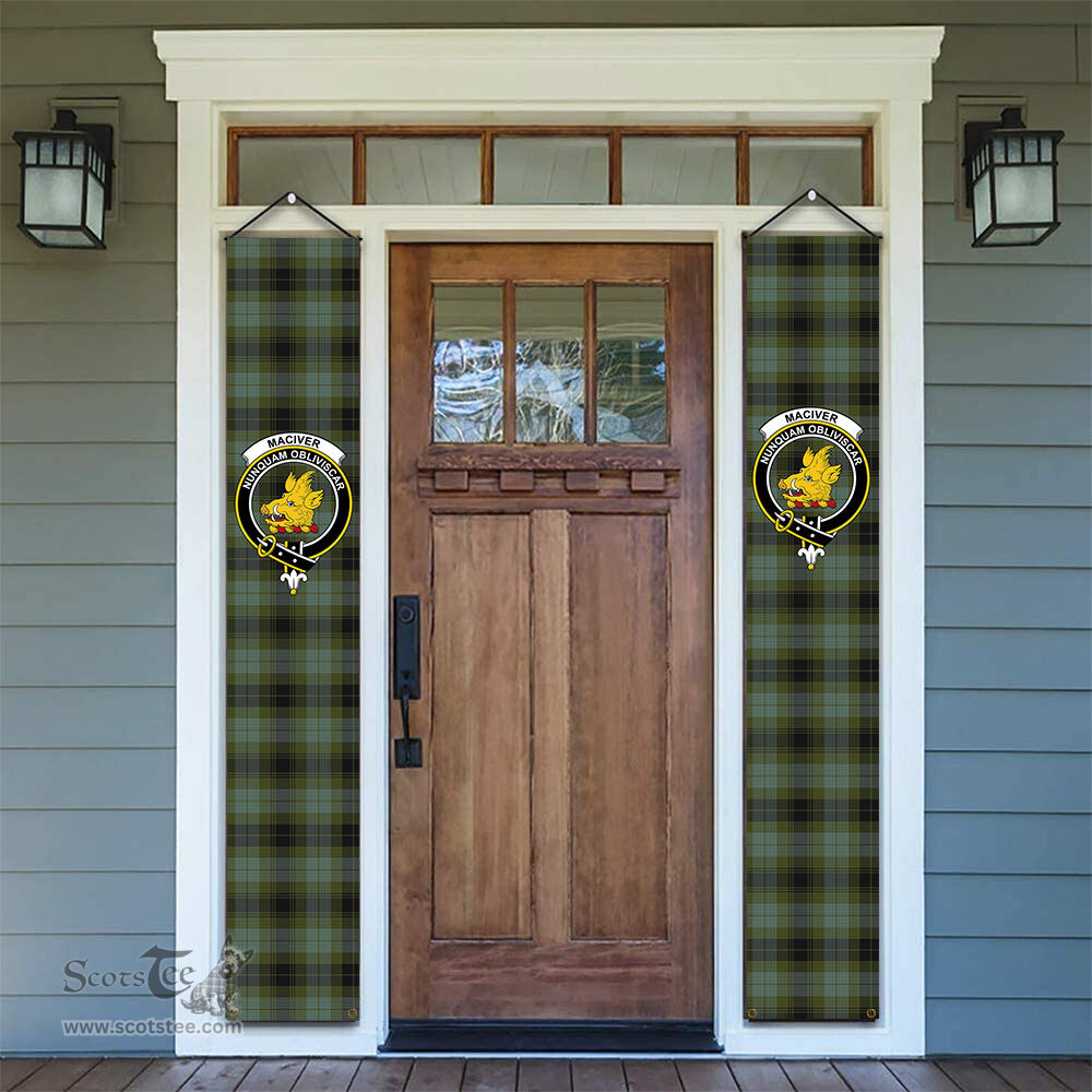 ScotsTee Shop Scottish MacIver Family Tartan Front Porch Sign Set, Hanging Banner Set