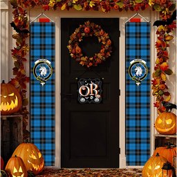 ScotsTee Shop Scottish Ramsay Blue Ancient Tartan Front Porch Sign Set, Hanging Banner Set