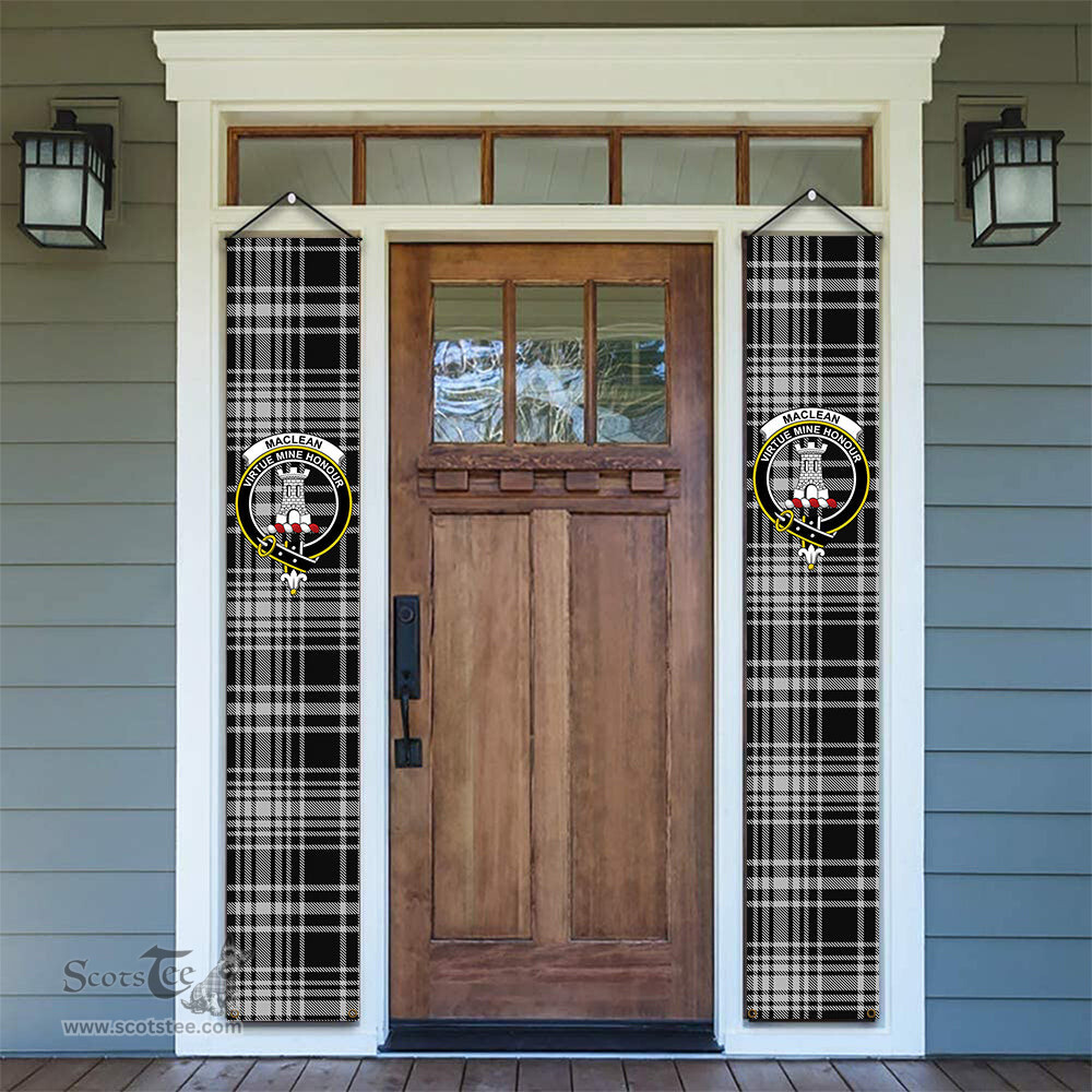 ScotsTee Shop Scottish MacLean Black and White Tartan Front Porch Sign Set, Hanging Banner Set