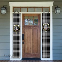 ScotsTee Shop Scottish MacLean Black and White Tartan Front Porch Sign Set, Hanging Banner Set