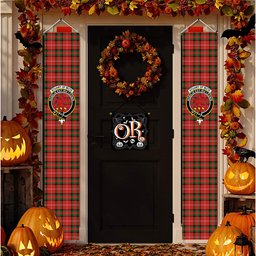 ScotsTee Shop Scottish Stuart Of Bute Ancient Tartan Front Porch Sign Set, Hanging Banner Set