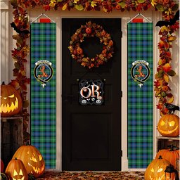 ScotsTee Shop Scottish Sutherland Old Ancient Tartan Front Porch Sign Set, Hanging Banner Set