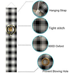 ScotsTee Shop Scottish McFie Black & White Ancient Tartan Front Porch Sign Set, Hanging Banner Set