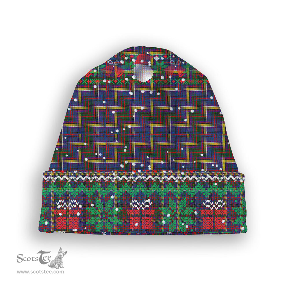 ScotsTee Shop Scottish Anderson W L Anderson, Stirling Tartan Plaid Christmas Deer Snowman Snowflake Bell Knit Beanie