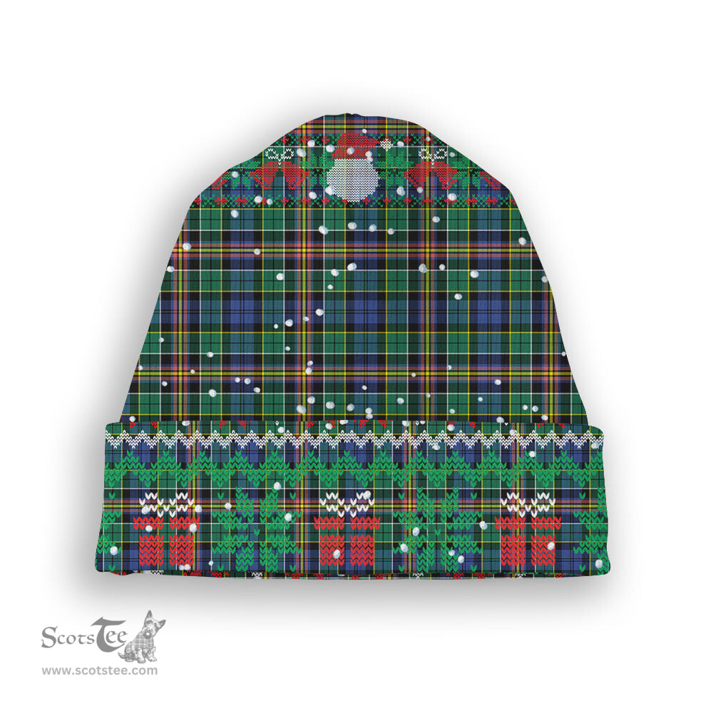 ScotsTee Shop Scottish Allison SC Tartan Plaid Christmas Deer Snowman Snowflake Bell Knit Beanie