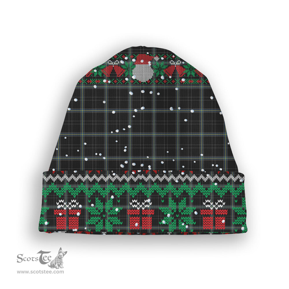 ScotsTee Shop Scottish Absolute Darkness Tartan Plaid Christmas Deer Snowman Snowflake Bell Knit Beanie