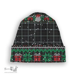 ScotsTee Shop Scottish Absolute Darkness Tartan Plaid Christmas Deer Snowman Snowflake Bell Knit Beanie