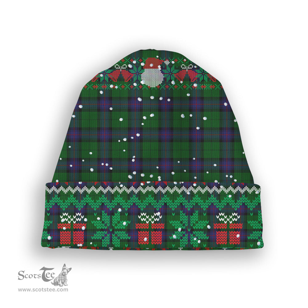 ScotsTee Shop Scottish Armstrong Tartan Plaid Christmas Deer Snowman Snowflake Bell Knit Beanie