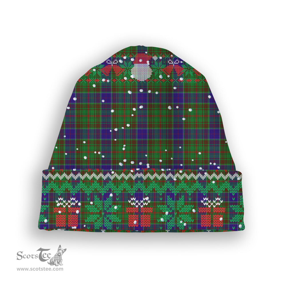 ScotsTee Shop Scottish Adam Tartan Plaid Christmas Deer Snowman Snowflake Bell Knit Beanie