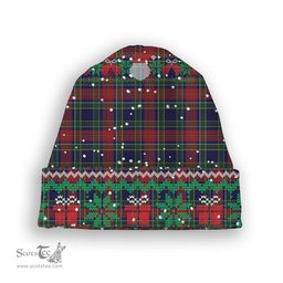 ScotsTee Shop Scottish Allison Red Tartan Plaid Christmas Deer Snowman Snowflake Bell Knit Beanie