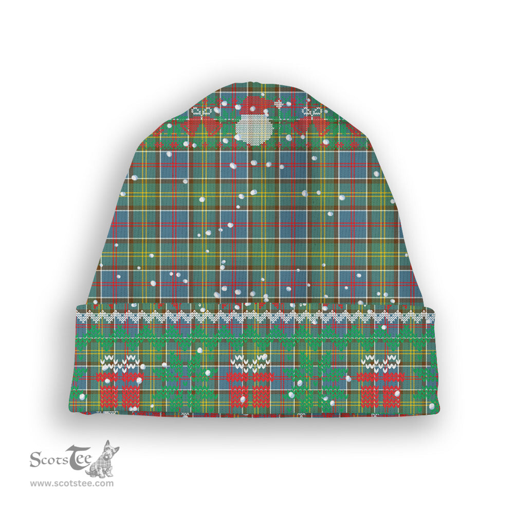 ScotsTee Shop Scottish Ayrshire District Tartan Plaid Christmas Deer Snowman Snowflake Bell Knit Beanie