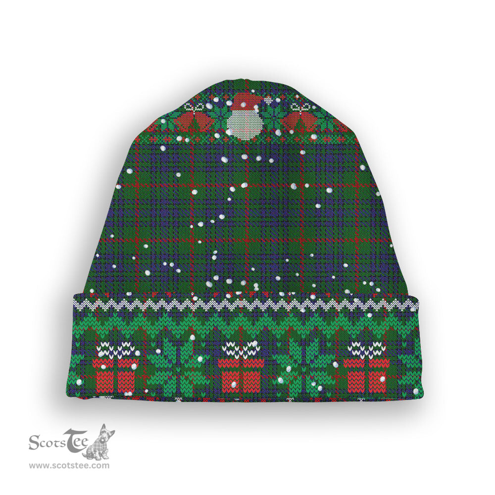 ScotsTee Shop Scottish Aiton Tartan Plaid Christmas Deer Snowman Snowflake Bell Knit Beanie