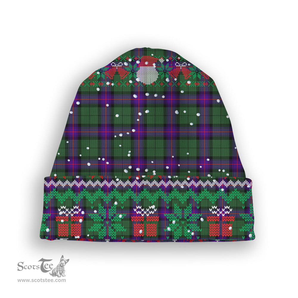 ScotsTee Shop Scottish Armstrong Modern Tartan Plaid Christmas Deer Snowman Snowflake Bell Knit Beanie
