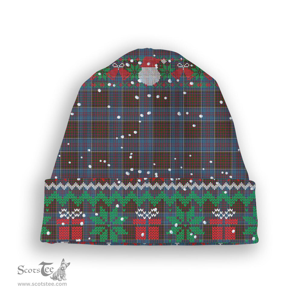 ScotsTee Shop Scottish Anderson STS Tartan Plaid Christmas Deer Snowman Snowflake Bell Knit Beanie