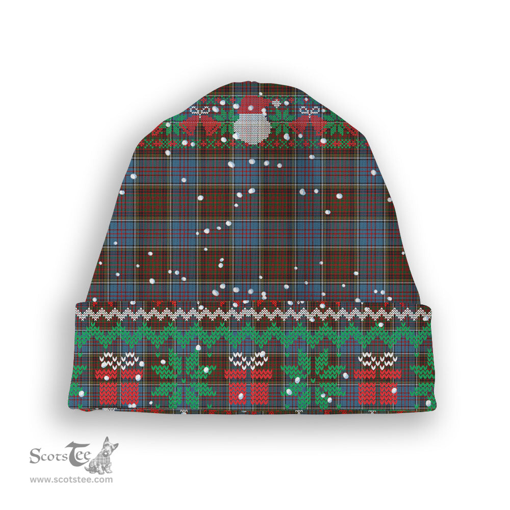 ScotsTee Shop Scottish Anderson MacGregor Hastie 3 Tartan Plaid Christmas Deer Snowman Snowflake Bell Knit Beanie