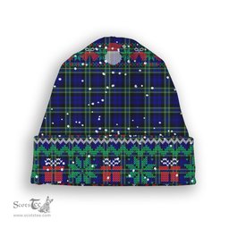 ScotsTee Shop Scottish Arbuthnot Modern Tartan Plaid Christmas Deer Snowman Snowflake Bell Knit Beanie