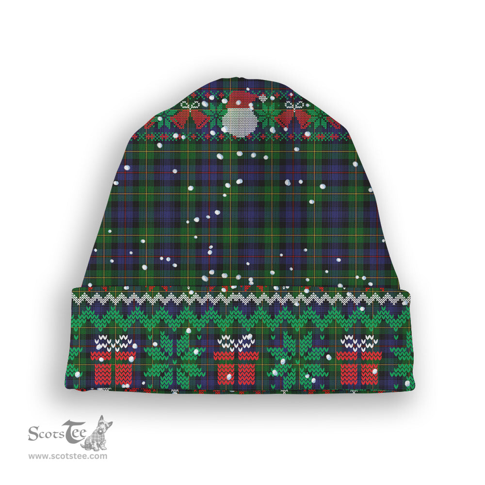 ScotsTee Shop Scottish Baillie (Fencibles) Tartan Plaid Christmas Deer Snowman Snowflake Bell Knit Beanie