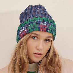 ScotsTee Shop Scottish Alexander of Menstry Modern Tartan Plaid Christmas Deer Snowman Snowflake Bell Knit Beanie