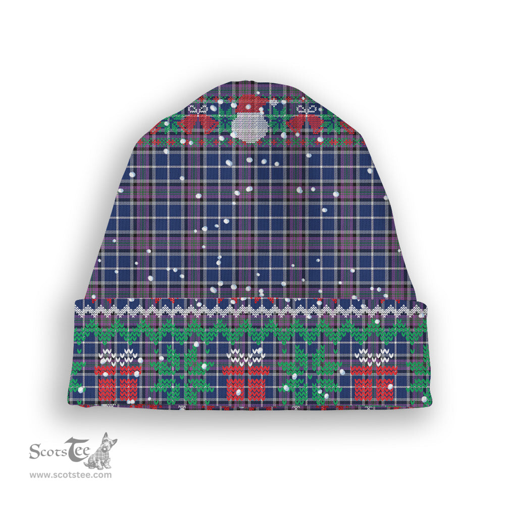 ScotsTee Shop Scottish Alexander of Menstry Modern Tartan Plaid Christmas Deer Snowman Snowflake Bell Knit Beanie