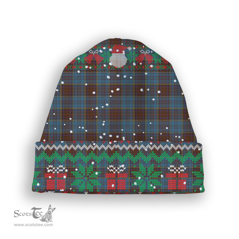 ScotsTee Shop Scottish Anderson Paton Tartan Plaid Christmas Deer Snowman Snowflake Bell Knit Beanie