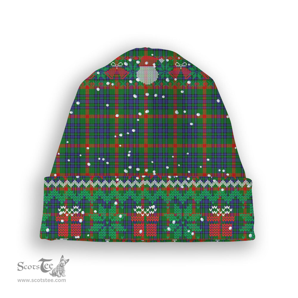 ScotsTee Shop Scottish Aiton SC Tartan Plaid Christmas Deer Snowman Snowflake Bell Knit Beanie