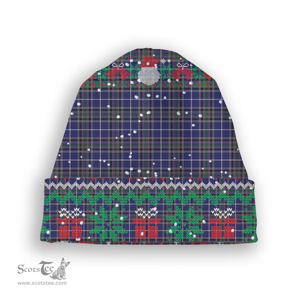 ScotsTee Shop Scottish Alexander of Menstry Tartan Plaid Christmas Deer Snowman Snowflake Bell Knit Beanie