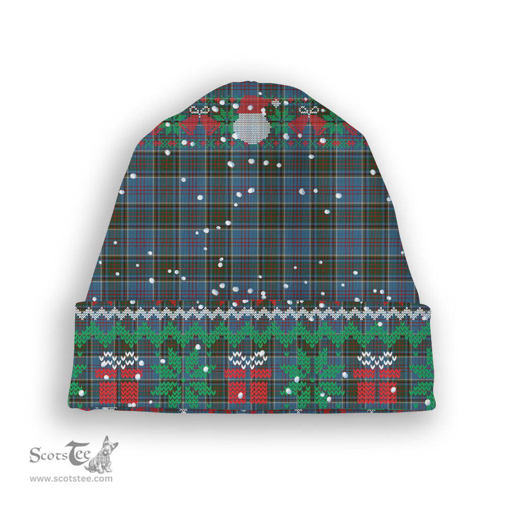 ScotsTee Shop Scottish Anderson Old Makinlay Tartan Plaid Christmas Deer Snowman Snowflake Bell Knit Beanie