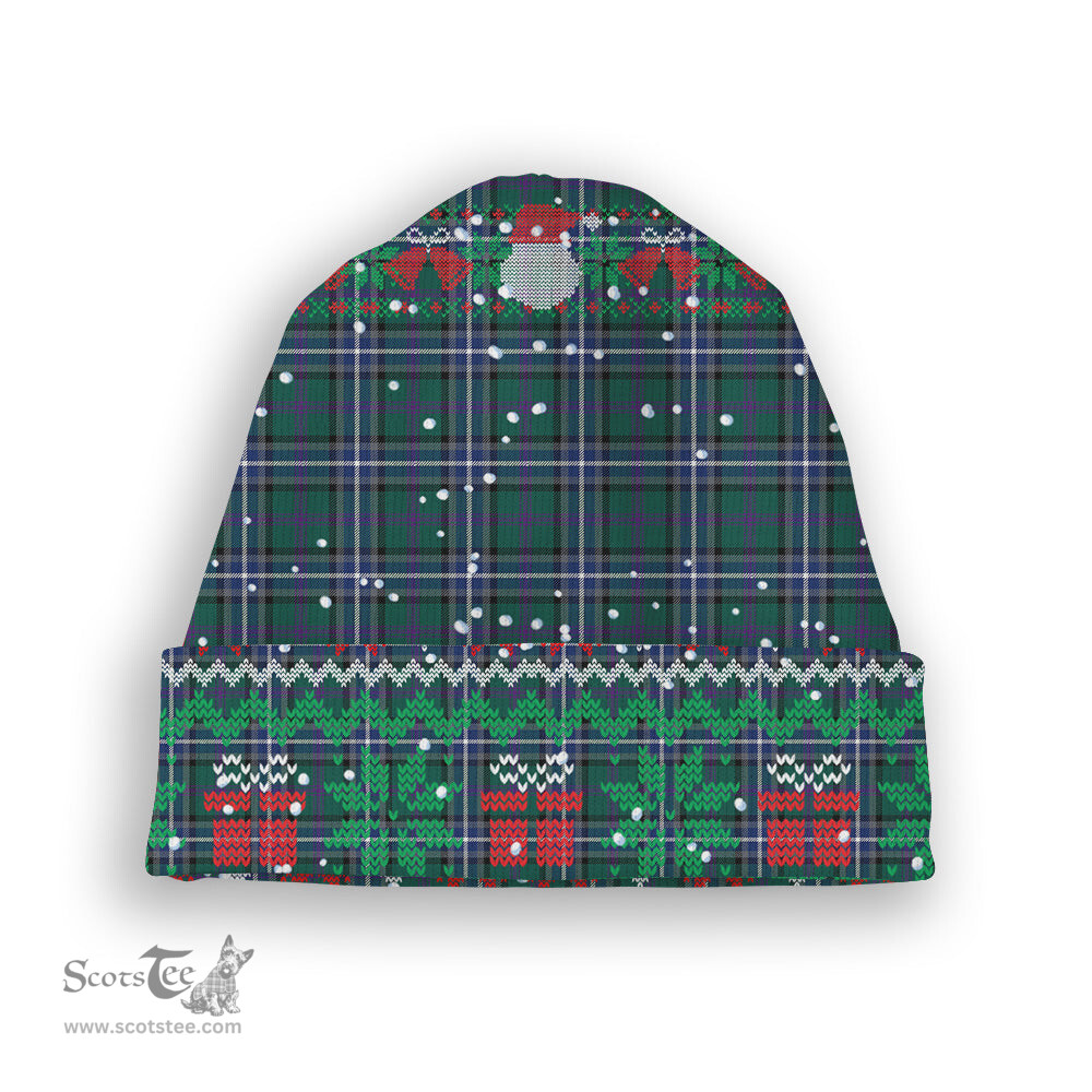 ScotsTee Shop Scottish Alexander of Menstry Hunting Modern Tartan Plaid Christmas Deer Snowman Snowflake Bell Knit Beanie