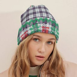 ScotsTee Shop Scottish Alexander of Menstry Dress Ancient Tartan Plaid Christmas Deer Snowman Snowflake Bell Knit Beanie