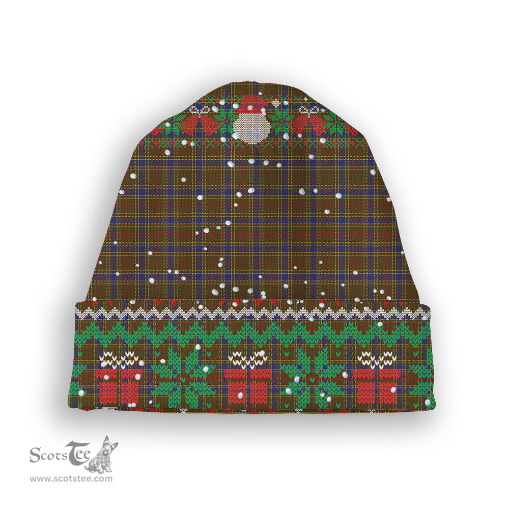 ScotsTee Shop Scottish Balfour 2 Tartan Plaid Christmas Deer Snowman Snowflake Bell Knit Beanie