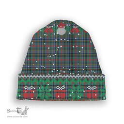 ScotsTee Shop Scottish Bisset Modern Tartan Plaid Christmas Deer Snowman Snowflake Bell Knit Beanie