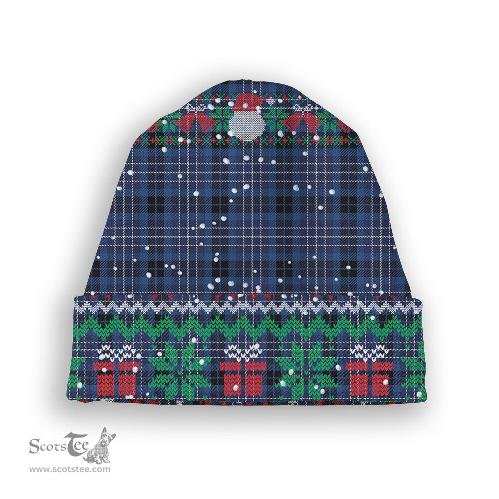 ScotsTee Shop Scottish Brodie Countryfare Modern Tartan Plaid Christmas Deer Snowman Snowflake Bell Knit Beanie
