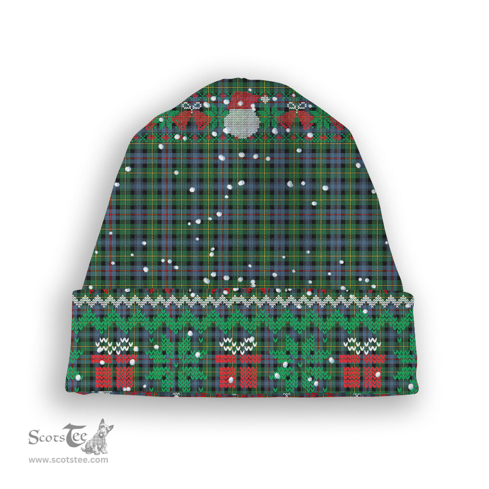 ScotsTee Shop Scottish Baillie of Lamington Modern Clan Tartan Plaid Christmas Deer Snowman Snowflake Bell Knit Beanie