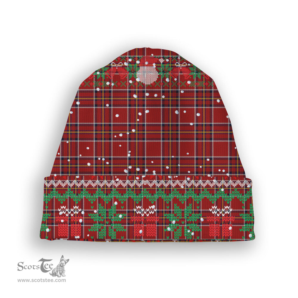 ScotsTee Shop Scottish Brodie W & A Smith Tartan Plaid Christmas Deer Snowman Snowflake Bell Knit Beanie