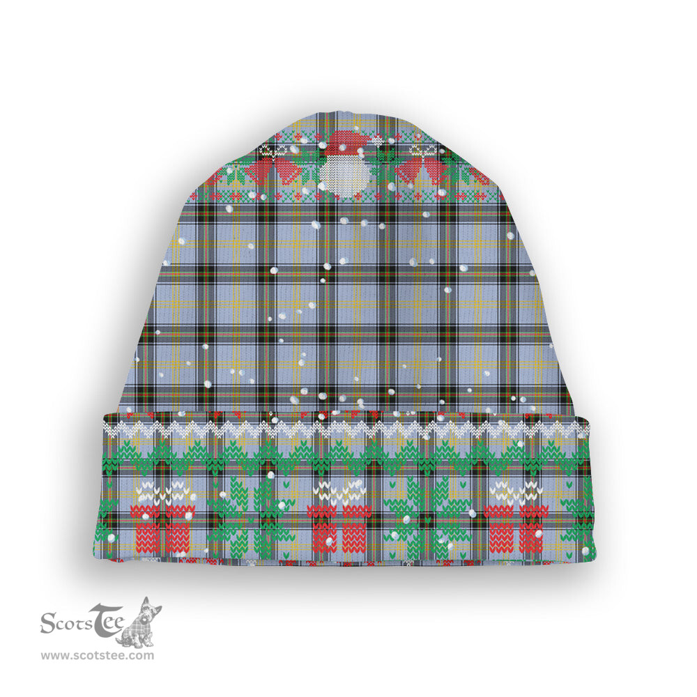 ScotsTee Shop Scottish Bell of the Borders SC Tartan Plaid Christmas Deer Snowman Snowflake Bell Knit Beanie