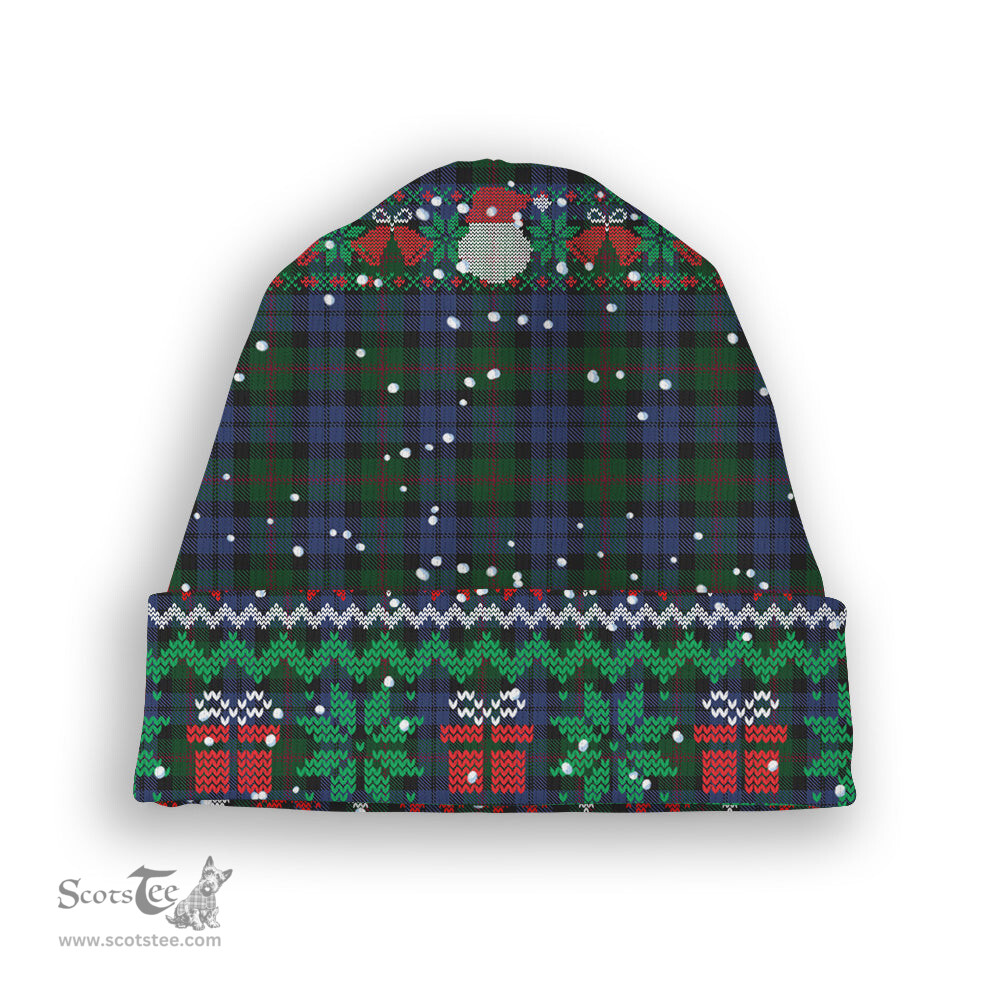 ScotsTee Shop Scottish Baird Tartan Plaid Christmas Deer Snowman Snowflake Bell Knit Beanie