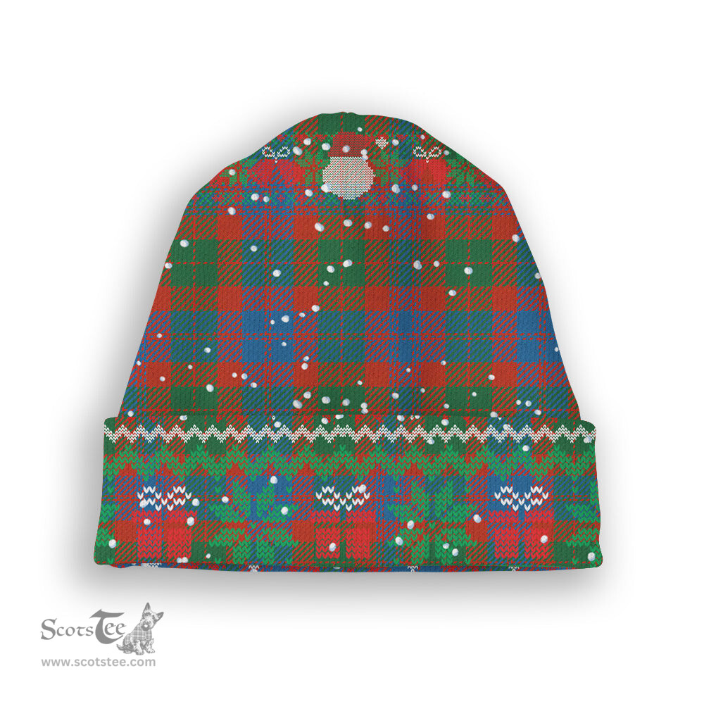 ScotsTee Shop Scottish Black Watch Pipe Band Ancient Tartan Plaid Christmas Deer Snowman Snowflake Bell Knit Beanie