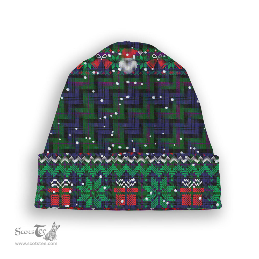 ScotsTee Shop Scottish Baird Modern Tartan Plaid Christmas Deer Snowman Snowflake Bell Knit Beanie