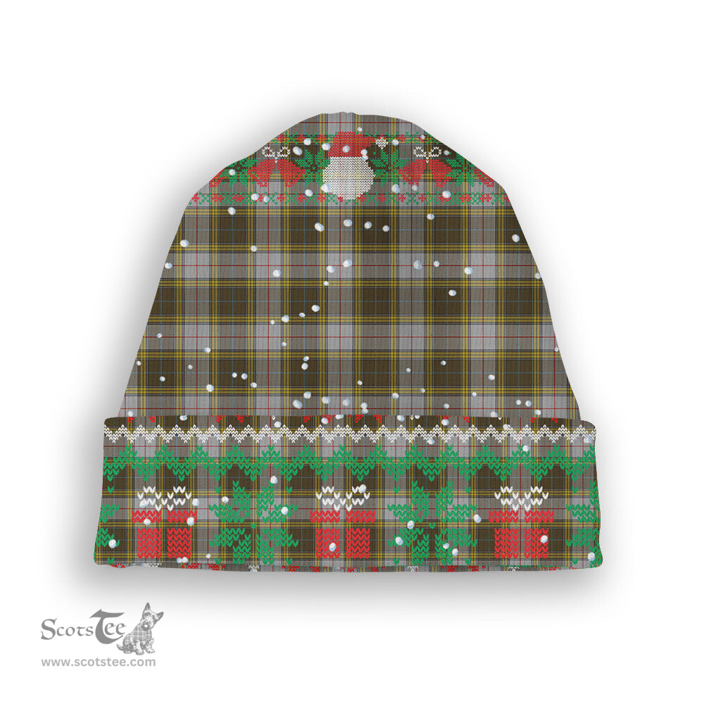 ScotsTee Shop Scottish Buchanan Dress Tartan Plaid Christmas Deer Snowman Snowflake Bell Knit Beanie