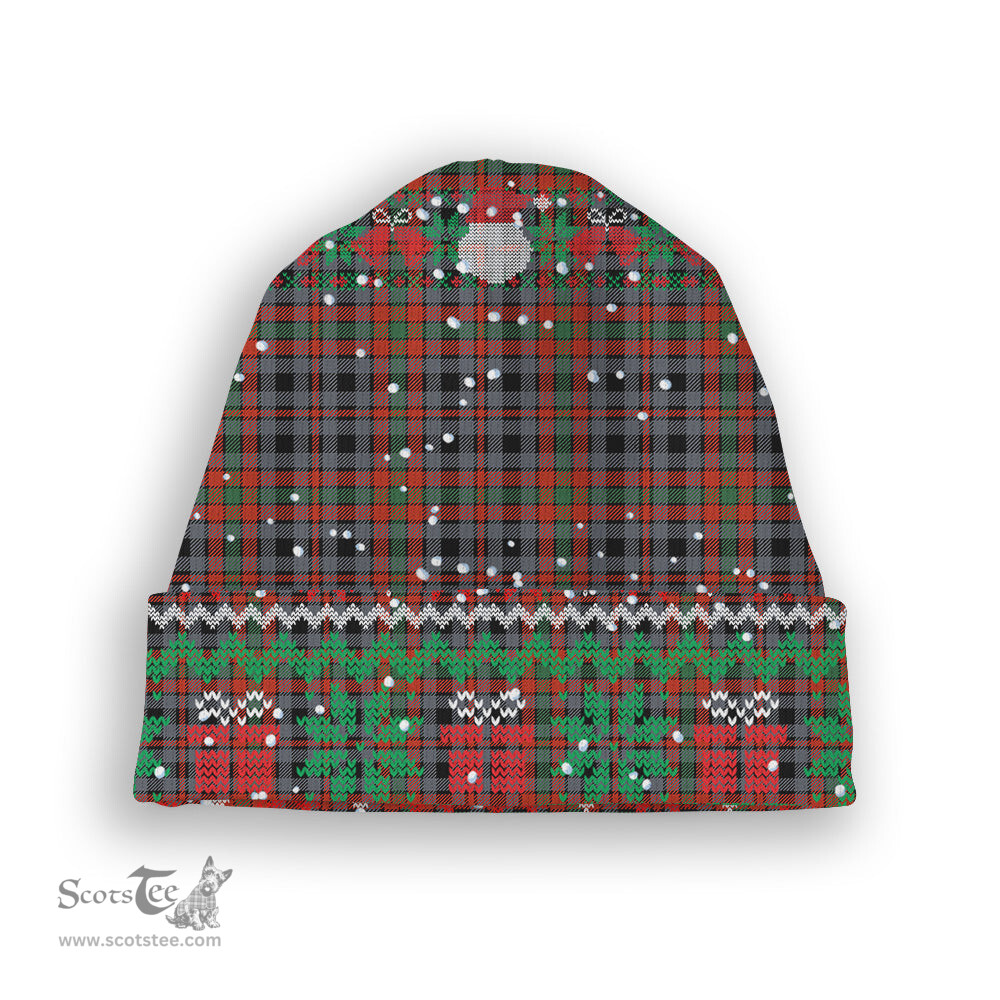 ScotsTee Shop Scottish Borthwick Ancient Tartan Plaid Christmas Deer Snowman Snowflake Bell Knit Beanie